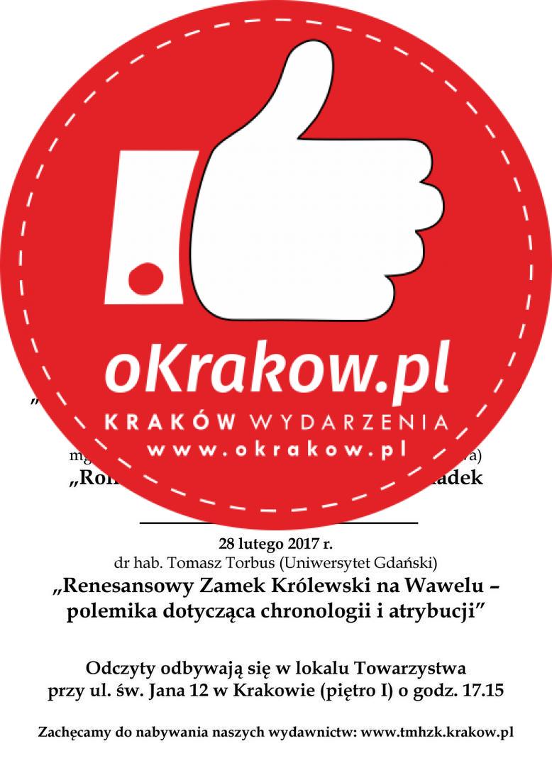 Odczyty naukowe w Towarzystwie Miłośników Historii i Zabytków Krakowa – luty 2017