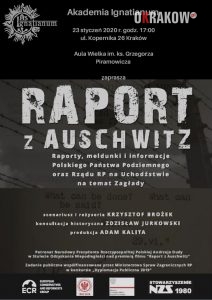 plakat raport 212x300 - Zapraszamy na pokaz filmowy Raport z Auschwitz 23.01.2020, godzina: 17:00