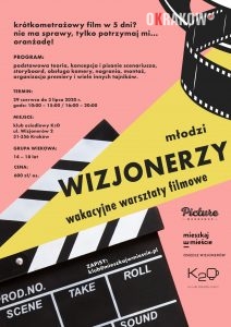 plakat 212x300 - Portal Kraków Wydarzenia - zaprasza na Warsztaty filmowe „Młodzi Wizjonerzy”
