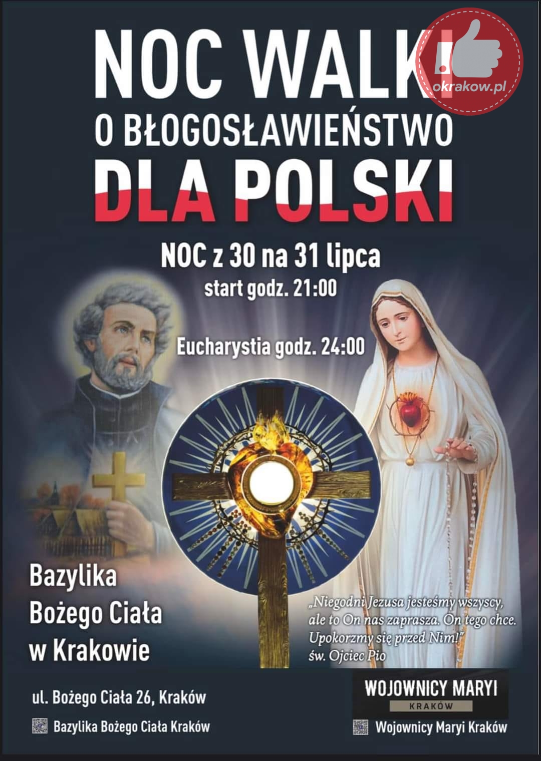 noc walki krakow - Noc Walki o Błogosławieństwo dla Polski 30-31 lipca 2022 w Krakowie