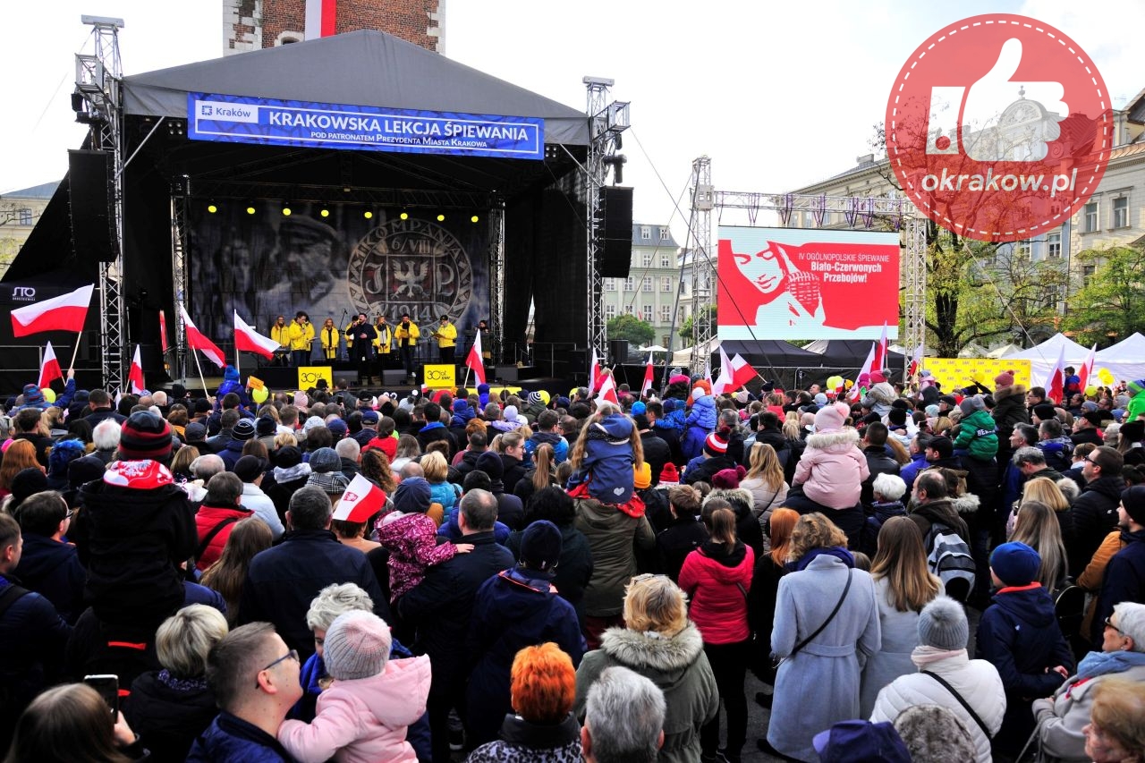 bialo czerwone spiewanie 5 - Wielki koncert w Krakowie z okazji Dnia Niepodległości