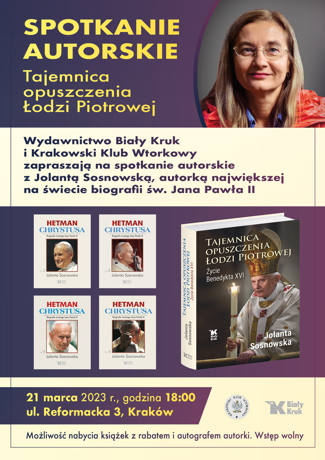 benedykt xvi 1 baner - „Tajemnica opuszczenia Łodzi Piotrowej” – spotkanie autorskie z Jolantą Sosnowską