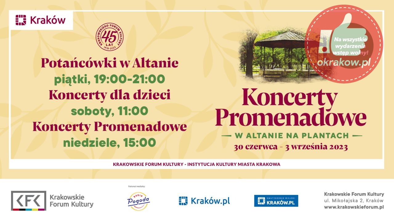 promenada2023 web set  2 - Lipiec w Krakowskim Forum Kultury i Koncerty Promenadowe