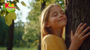 Europejski Dzień Parków Narodowych - dziecko przytula drzewo