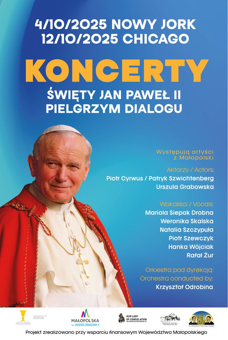 Plakat koncertu "Święty Jan Paweł II - pielgrzym dialogu"